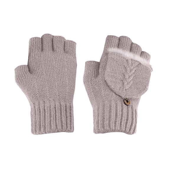 Japceit USB Heated Gloves, Half Finger Flip Knit Warm Gloves, Rechargeable Electric Hand Warmer for Outdoor Sports, Commuting, Cold Weather Protection