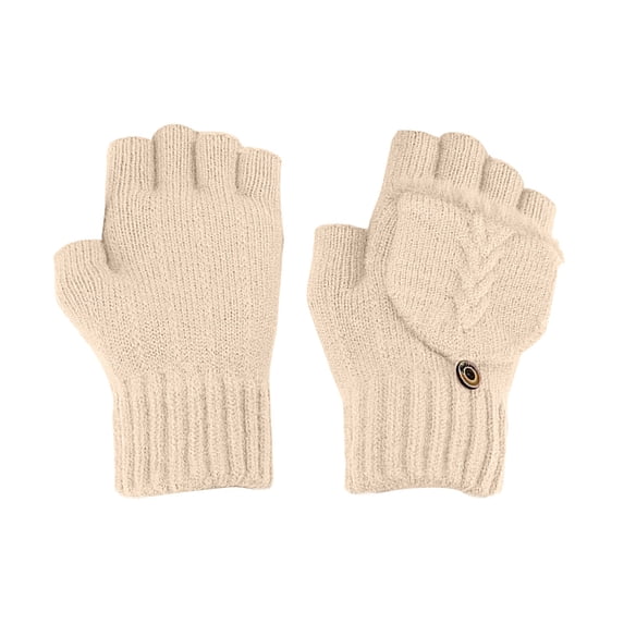 Japceit USB Heated Gloves, Half Finger Flip Knit Warm Gloves, Rechargeable Electric Hand Warmer for Outdoor Sports, Commuting, Cold Weather Protection