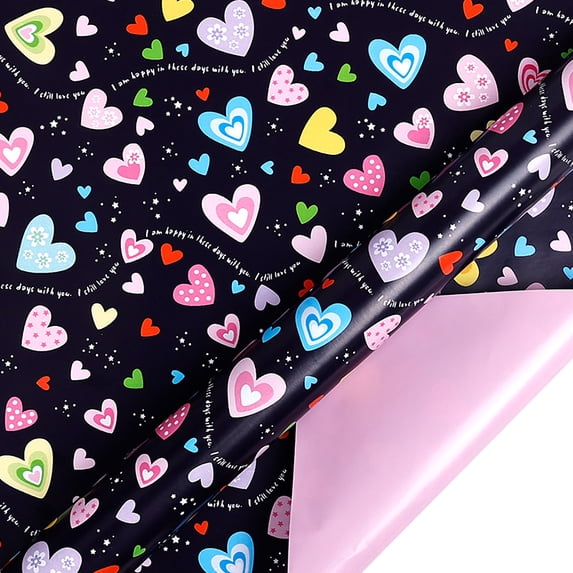 Japceit Valentine's Day Gift Wrapping Paper, Double Sided Romantic Design Large Roll, 118 Inch Thick Paper for Birthday, Party, Gift, 3 Meter Length