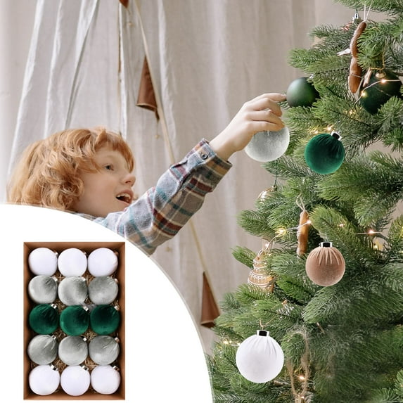 Japceit Velvet Christmas Tree Ornaments Set, Plush Ball Decor Collection, Festive Hanging Decorations for Xmas Tree Decorating, Indoor Holiday Accents, Home Party Settings