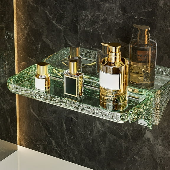 Japceit Wall-Mounted Bathroom Organizer, Acrylic Storage Rack for Wash Basin, No-Drill Desktop Shelf for Toiletries, Cosmetics, and Essentials