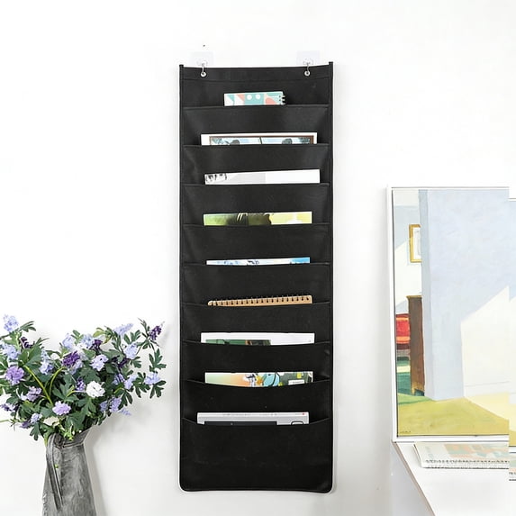 Japceit Wall Mounted File Storage Bag, Portable Handheld Organizer for Home and Office, Document and Magazine Holder for Wall, Desk, and Space Saving Organization