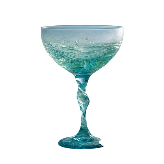 Japceit Wave Sea Glass Wine Glass, Handcrafted Textured Drinkware for Wine Tasting, Unique Glassware for Home Bar, Gift, Dinner Party, Coastal Decor