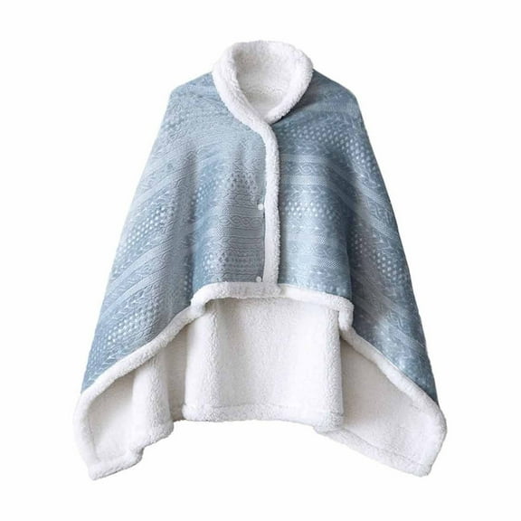 Japceit Wearable Blanket Lambswool, Flannel Shawl Wrap with Sleeves, Soft Nap Blanket for Lounge, TV Watching, Reading, Home Office