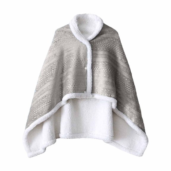 Japceit Wearable Blanket Lambswool, Flannel Shawl Wrap with Sleeves, Soft Nap Blanket for Lounge, TV Watching, Reading, Home Office