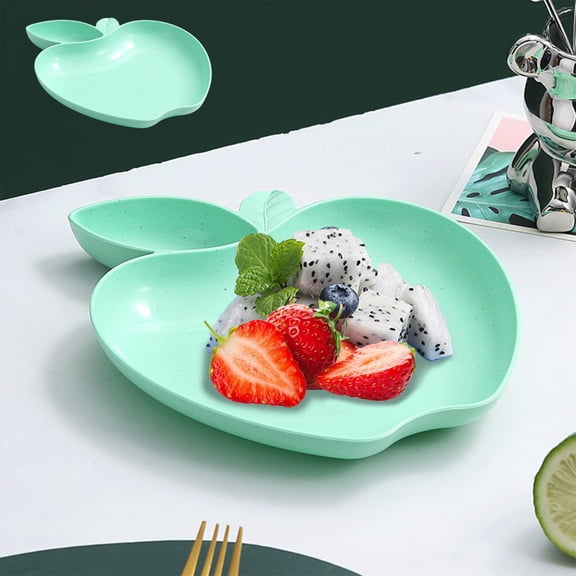 Japceit Wheat Straw Fruit Plate, Creative Snacks Dish with Vinegar Holder, Dining Tableware for Living Room Parties, Fruit Serving