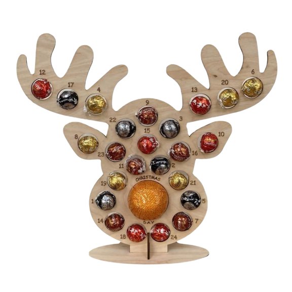 Japceit Wooden Advent Calendar, Chocolate Frame Design with Numbered Doors, Holiday Party Decor for Tabletop, Shelf Display