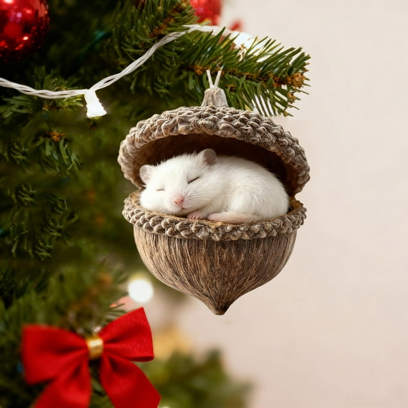 Japceit Woodland Theme Christmas Decor, 10cm Forest Animal Acorn Ornaments, Natural Inspired Hanging Pendants for Seasonal Display