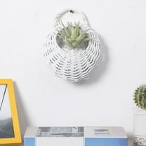 Japceit Woven Wall Planter Basket, Wooden Style Storage Flower Holder, Mounted Flowerpot Decor for Living Room Walls, Balcony Gardens