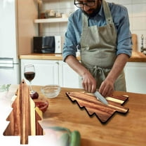 Japceit Xmas Cutting Board Fruit Tray Holiday Cheese Board Wooden Tray Sushi Serving Tray Dessert Candy Dish, Christmas Tree