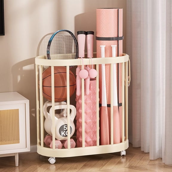 Japceit Yoga Mat Storage Basket, Large Capacity Laundry Hamper and Portable Storage Rack, Fitness Equipment Organizer for Home, Bathroom, and Household Use
