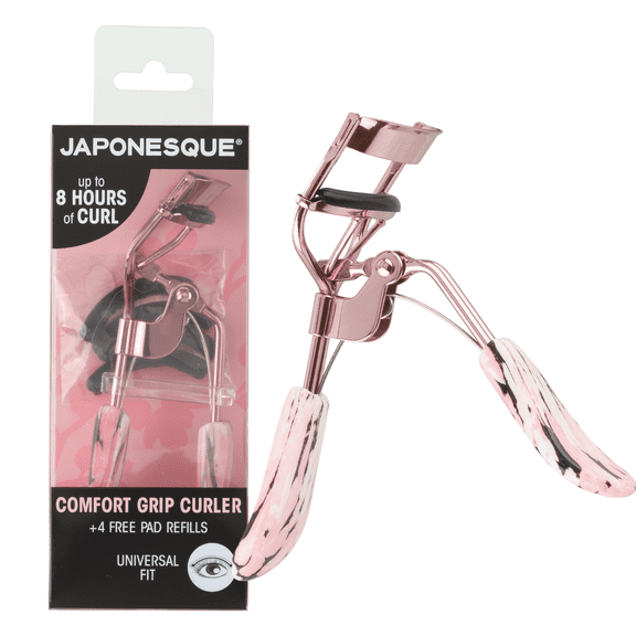 Japonesque Comfort Grip Eyelash Curler, Easy Grip & Extra Wide Opening, Carbon Steel