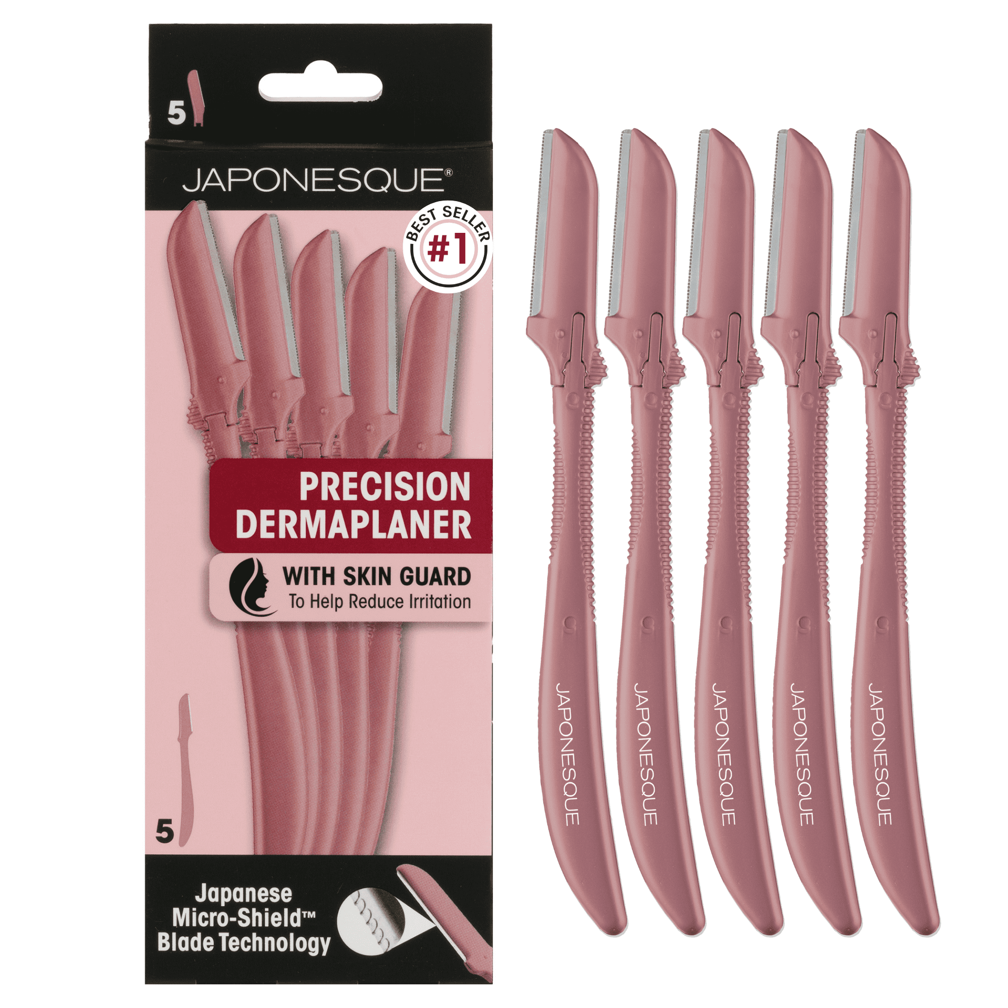 Japonesque Precision Dermaplaner 5 Pack, Women's Metal Facial Razor for Precision Hair Removal