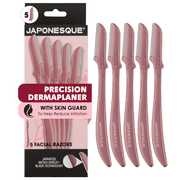Japonesque Precision Dermaplaner 5 Pack, Womens Metal Facial Razor for Precision Hair Removal