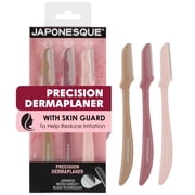 Japonesque Multi-Color Dermaplaner Facial Razors, 3 Count, pink and blue 7.25"