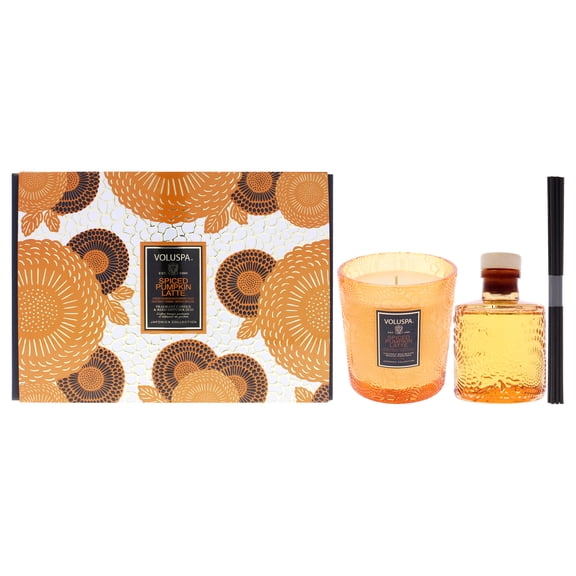 Japonica Collection Small - Spiced Pumpkin Latte Duo by Voluspa for Unisex - 2 Pc 5oz Candle, 3.4oz Reed Diffuser