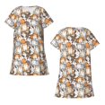 thumbnail image 1 of Japuie Cartoon Cat 1 Print Women's Nightgown,Women's Short-sleeve Sleepwear,Short Sleeves Shirt,Casual Sleep Dress,Comfy Nightdress, Soft Nightgowns for Women-Medium, 1 of 6