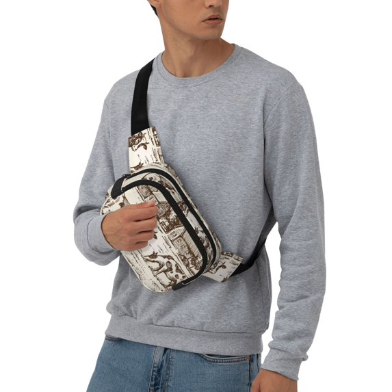 Japuie Cows On The Farm Print Layer Fanny Pack with Adjustable Shoulder Strap,Double-Layer Waist Bag,Travelling Fanny Pack,Square Double Layer Waist Bag,for Exercise Running Travel Hiking