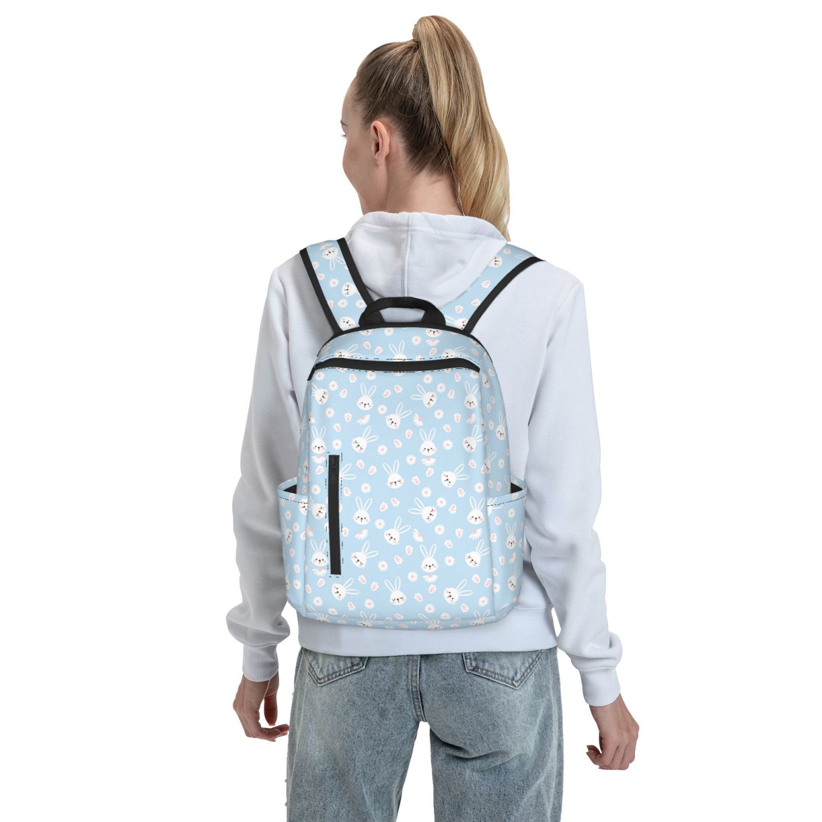 Cute Bunny Backpack - Waterproof Travel Daypack Ratiio Cute Bunny Print Eco-Friendly Casual Backpack, Water  main image 2