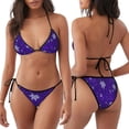 thumbnail image 1 of Japuie Dark Purple Snowflakes Print Women's Two Piece Bikini Swimsuit, Sexy Triangle Top Bathing Suits,String Cheeky Bikini Sets for Beach or Pool -Small, 1 of 5