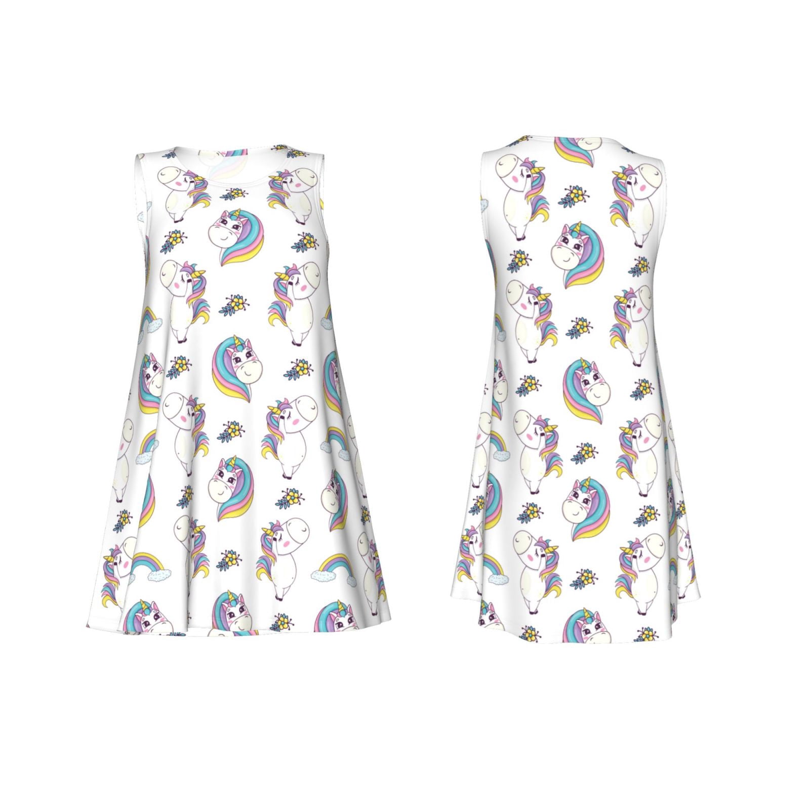 Japuie Funny Kawaii Unicorns Dancing Print Summer Dresses for Women ...