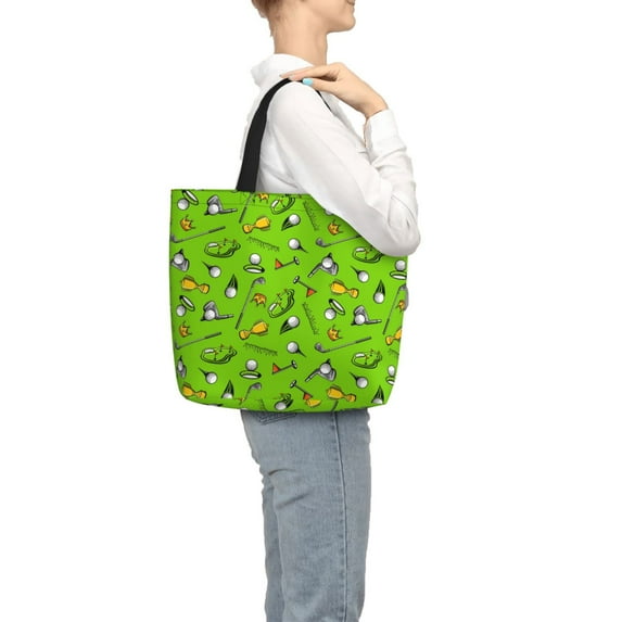 Japuie Golf Sport Club Print Tote Bags, Shoulder Bag with Zipper Closure, Top Handle Handbag,Shopping Bags,Travel Shoulder Bag ,Suitable for Gym Shopping, Work, and School