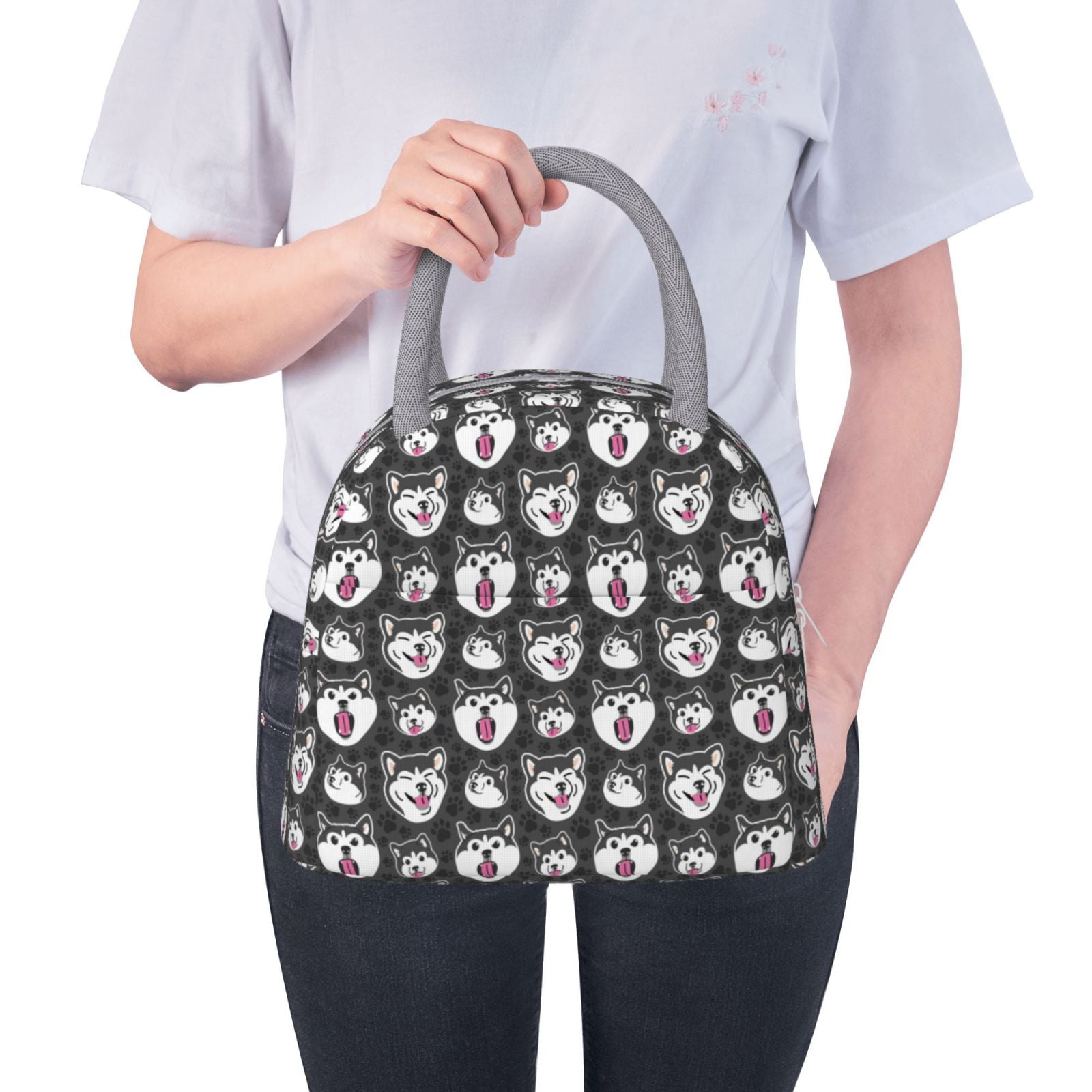 Japuie HUSKY Face Print Insulated Lunch Bag,Lunch Box for Women Men ...