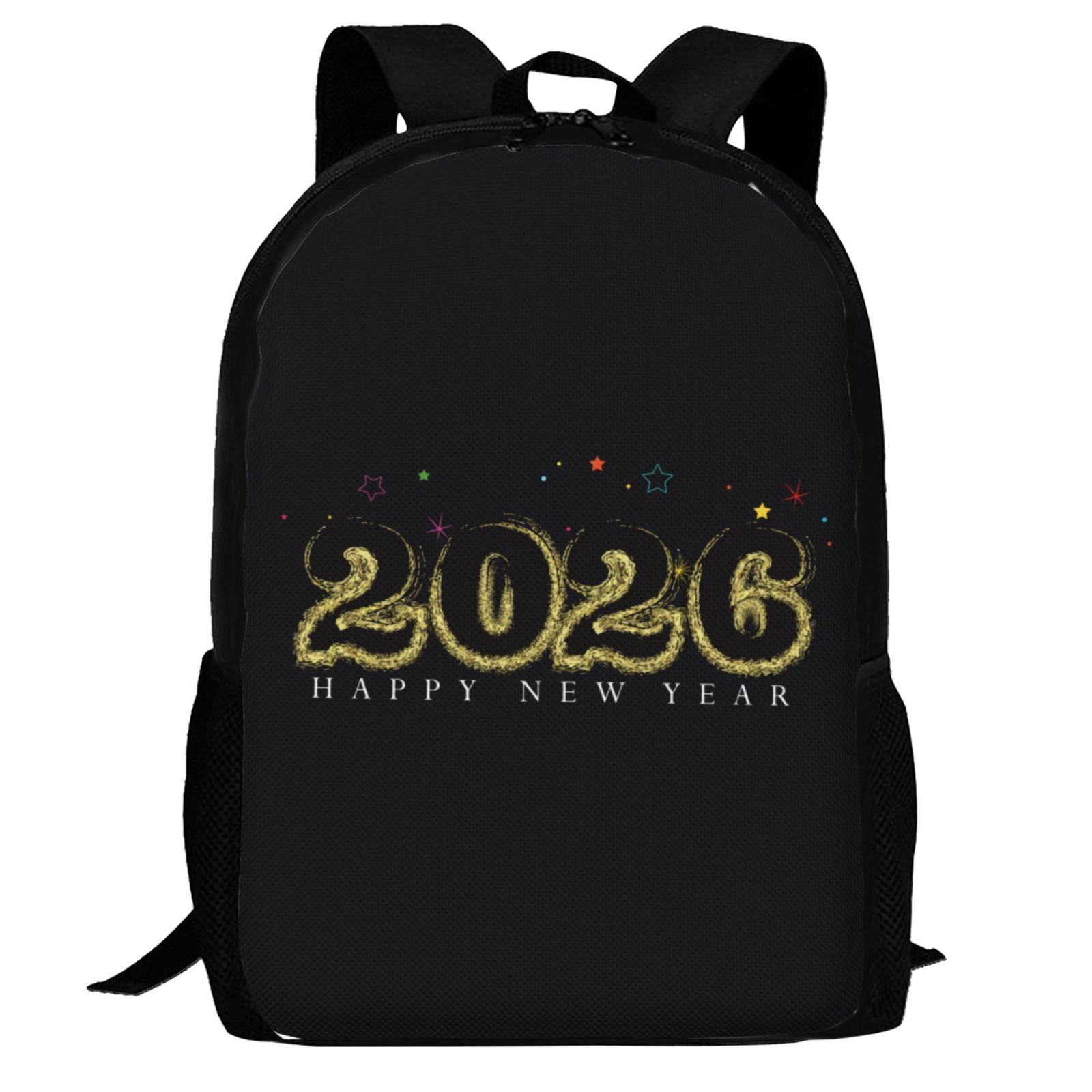 Japuie Happy New Year 2026 Print School Backpack,Waterproof 