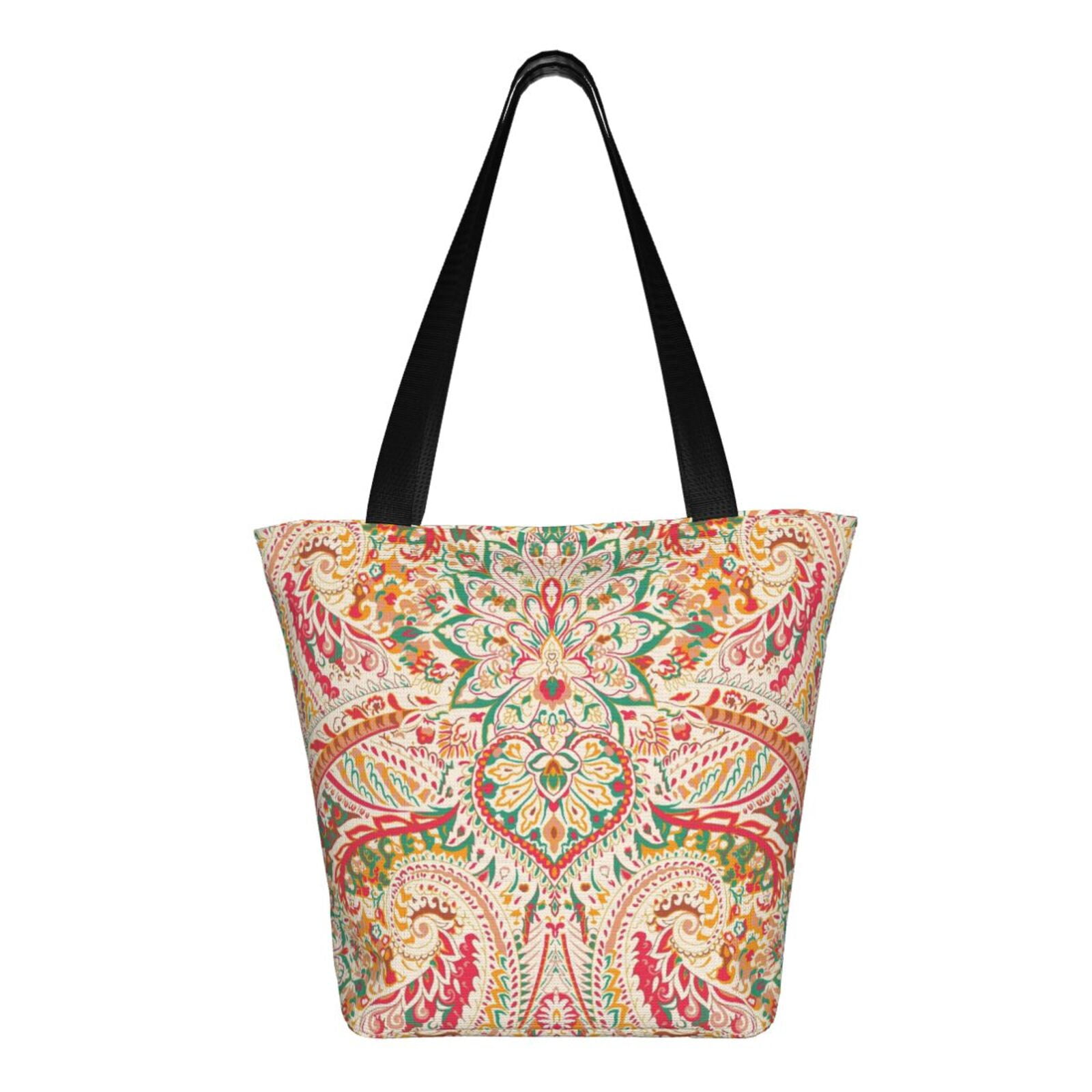 Japuie Indian Paisley Print Women's Crossbody Tote Handbag