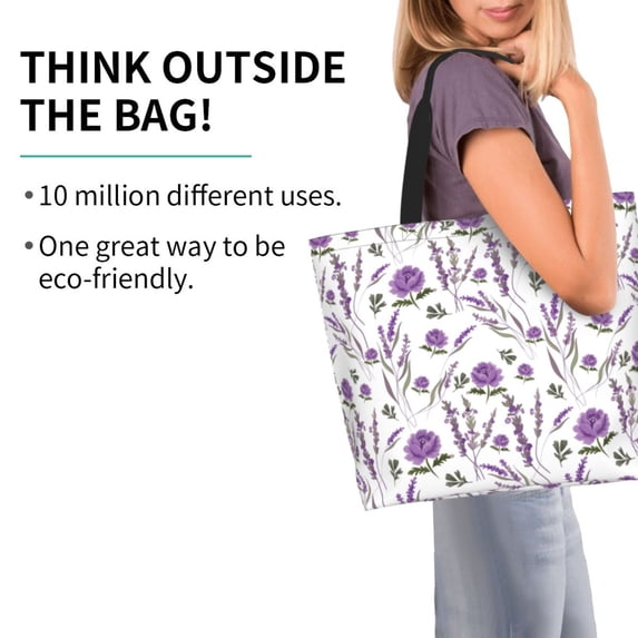 Japuie Lavender Flowers Print Shoulder Bag,Top Handle Shoulder Purses and Handbags,Tote Shoulder Bag for Women,Ideal for Shopping, Work, and School