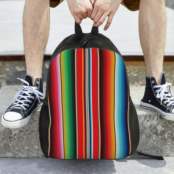 Japuie Mexican Serape Blanket Stripes Print Casual Backpack,College Bookbag,Laptop Bag for Women & Men, Perfect for Travel, Hiking, Camping & Daily Use
