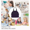 thumbnail image 1 of Japuie Purple Black Plaid Print Insulated Lunch Bag for Women Men,Reusable Lunch Box with Adjustable Shoulder Strap,Adult Leakproof Portable Cooler Tote Bags for Work Office Travel Picnic, 1 of 7
