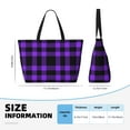 thumbnail image 1 of Japuie Purple Buffalo Plaid Print Large Capacity Beach Travel Bag,Waterproof Beach Totes Bags for Women Men,Foldable Pool Bag with Zipper, 1 of 5