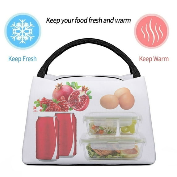 Japuie Retro Bow Print Insulated Lunch Bag, Portable Leakproof Cooler Bag,Foldable Thermal Tote,Lunch Tote Bags for Work or Picnic