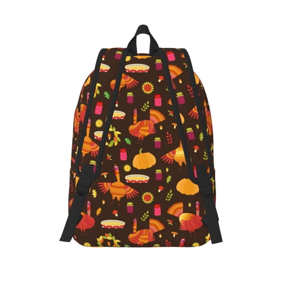Japuie Thanksgiving Turkey Durable Canvas Laptop Backpack - Water-Resistant, Adjustable Shoulder Strap, Large Capacity for 15-17in Laptops, Stylish & Lightweight for School, Work & Travel
