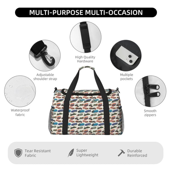 Japuie Train Print Travel Duffel Bag,Sports Tote Gym Bag,Hand Travel Bag,Tote Carry on Luggage,Weekender Overnight Bag for Women and Men