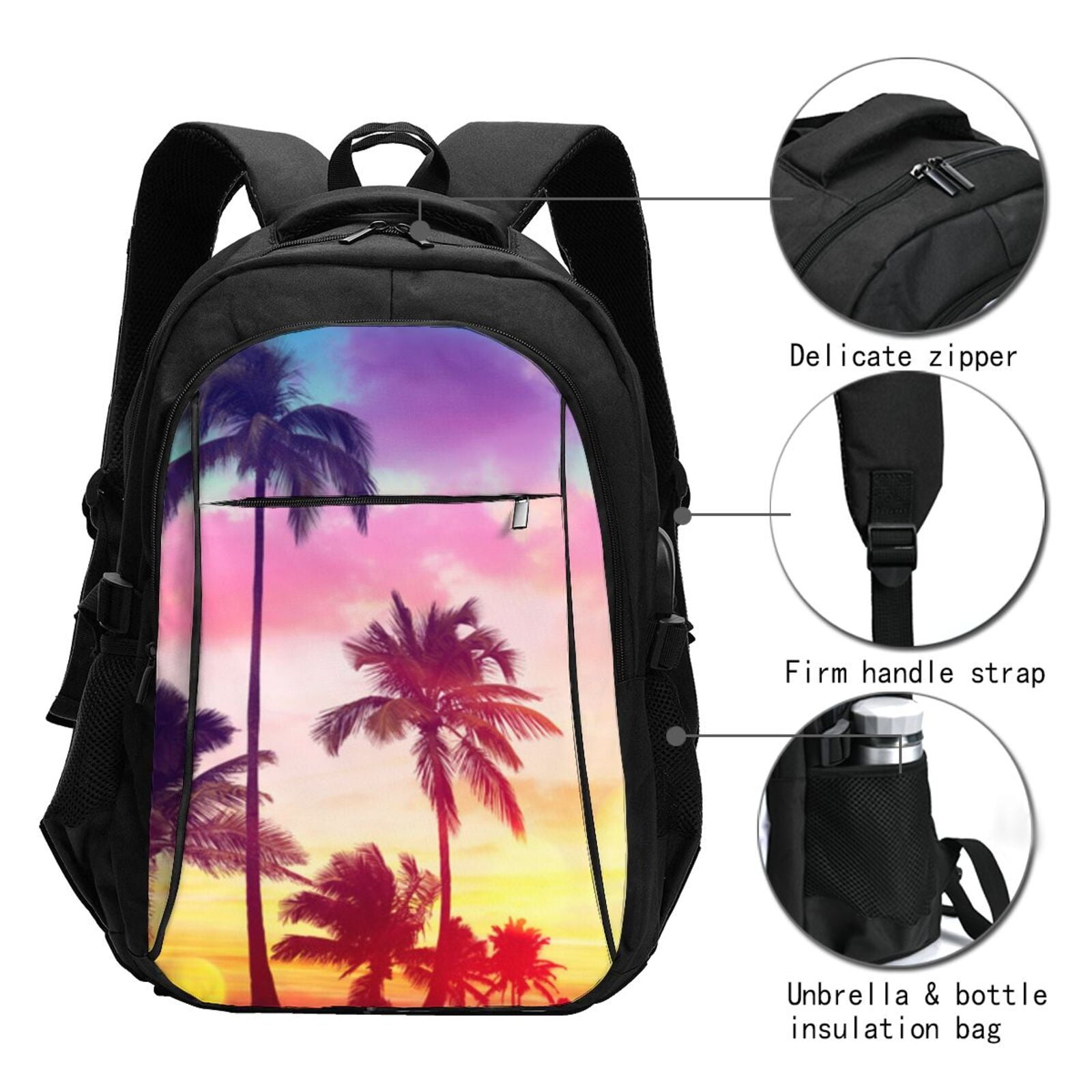 Yellow Palm Tree Hawaiian Print Backpack main image 0