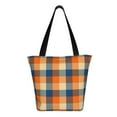 thumbnail image 1 of Japuie Warm Orange Plaid Print Women's Crossbody Tote Handbag,Shoulder Bag,Casual Tote,Satchels Crossbody Purse,Top-handle Tote Handbag,for Travel College Work, 1 of 7