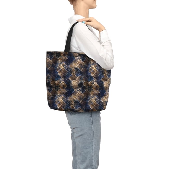 Japuie Watercolor Snake Skin Print Tote Bags, Shoulder Bag with Zipper Closure, Top Handle Handbag,Shopping Bags,Travel Shoulder Bag ,Suitable for Gym Shopping, Work, and School