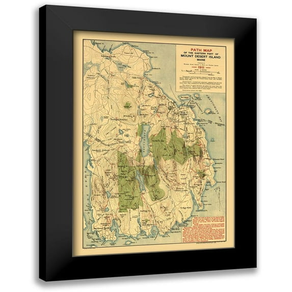 Jaques 11x14 Black Modern Framed Museum Art Print Titled - Mount Desert Island Maine - Jaques 1911