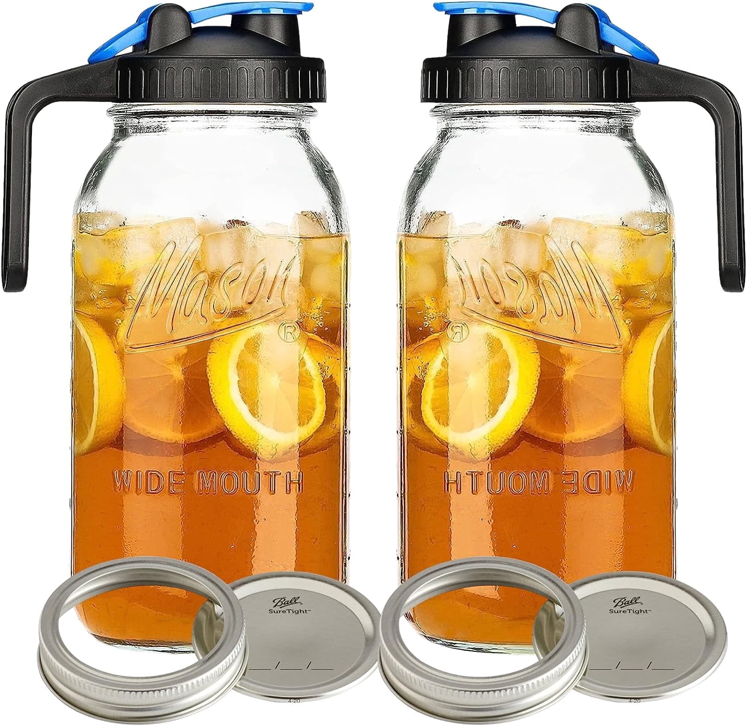 Jar 64 Oz Pitcher Half Gallon Pitcher With Wide Mouth Aesthetic Glass