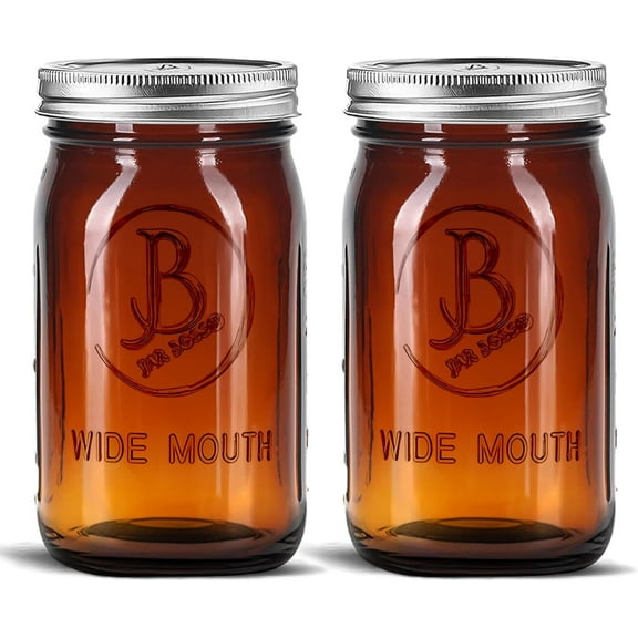 Jar Boss 32 Ounce Dishwasher Safe Glass Jars, 2 Count