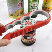 Jar Bottle Opener Set, 4-in-1 Rubber Can and Lid Open Gripper, Silicone Pad,Easy Multi Kitchen Tools for Seniors Weak Arthritis Hands (red)