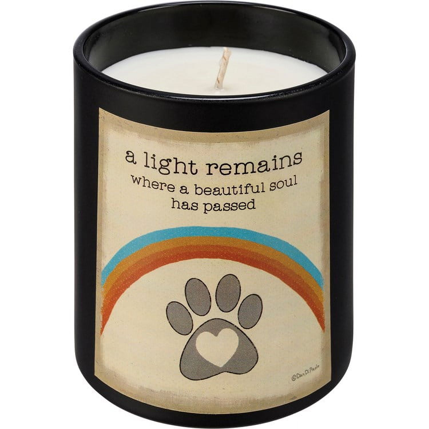 Rustic Black Soy Pet Memorial Jar Candle with Rainbow Design