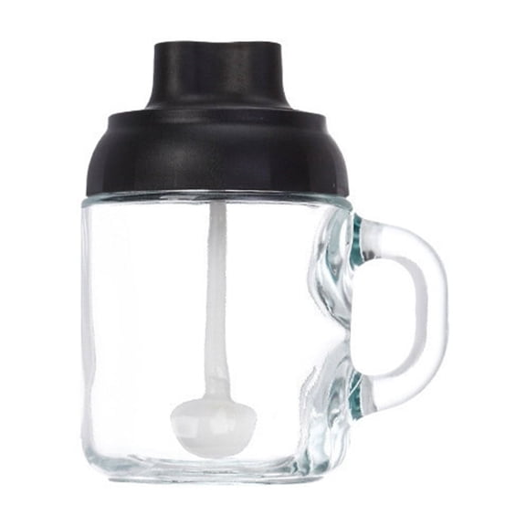 Jar Container Transparent Glass with Lid Measuring Spoon for Kitchen Camping Travel Outdoor