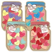 Jar of Conversation Hearts Valentine's Day Greeting Cards - Set of 8, Envelopes Included