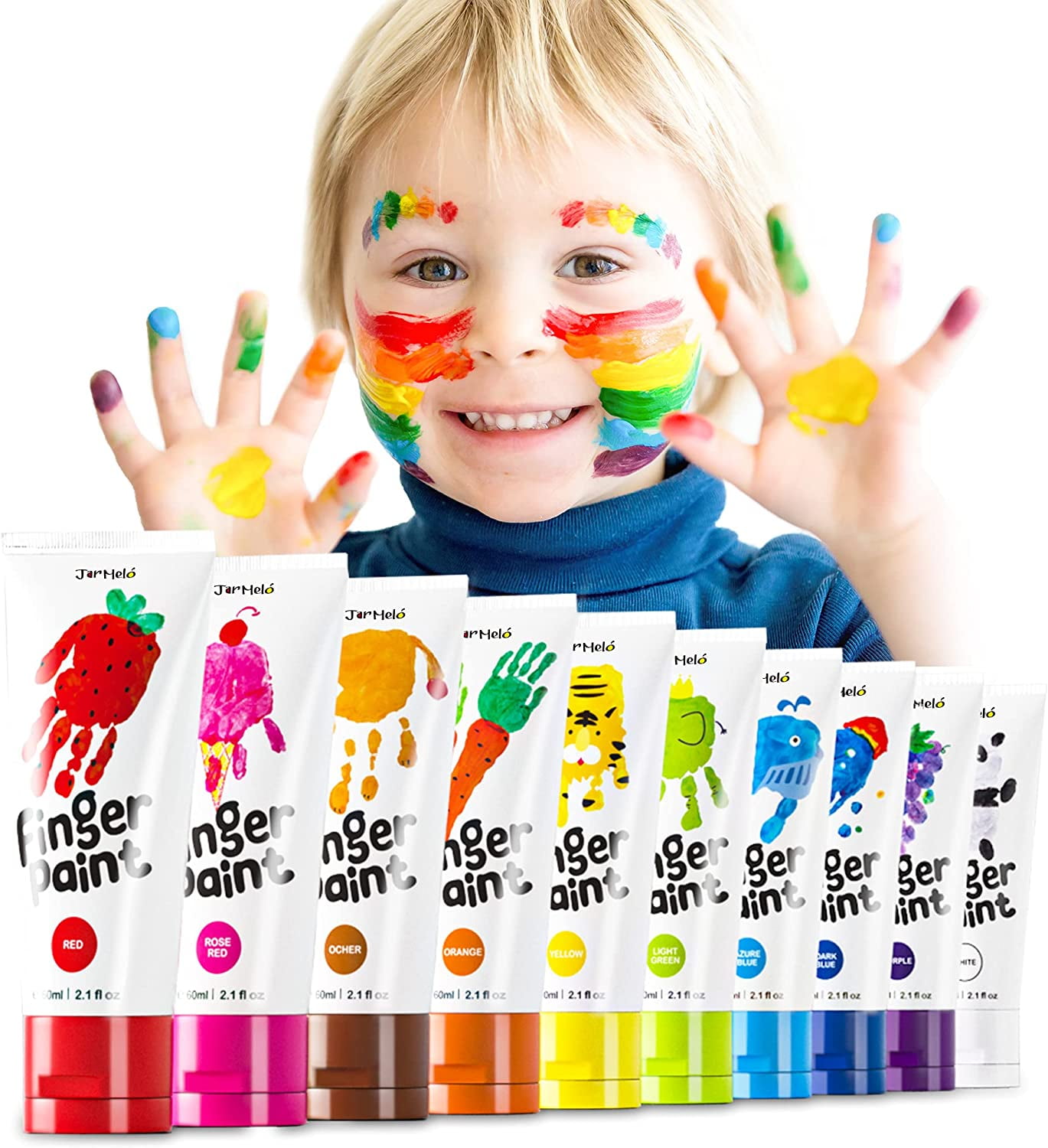 Jar Melo 10 Colors Finger Paint for Toddlers,Washable,Non Toxic