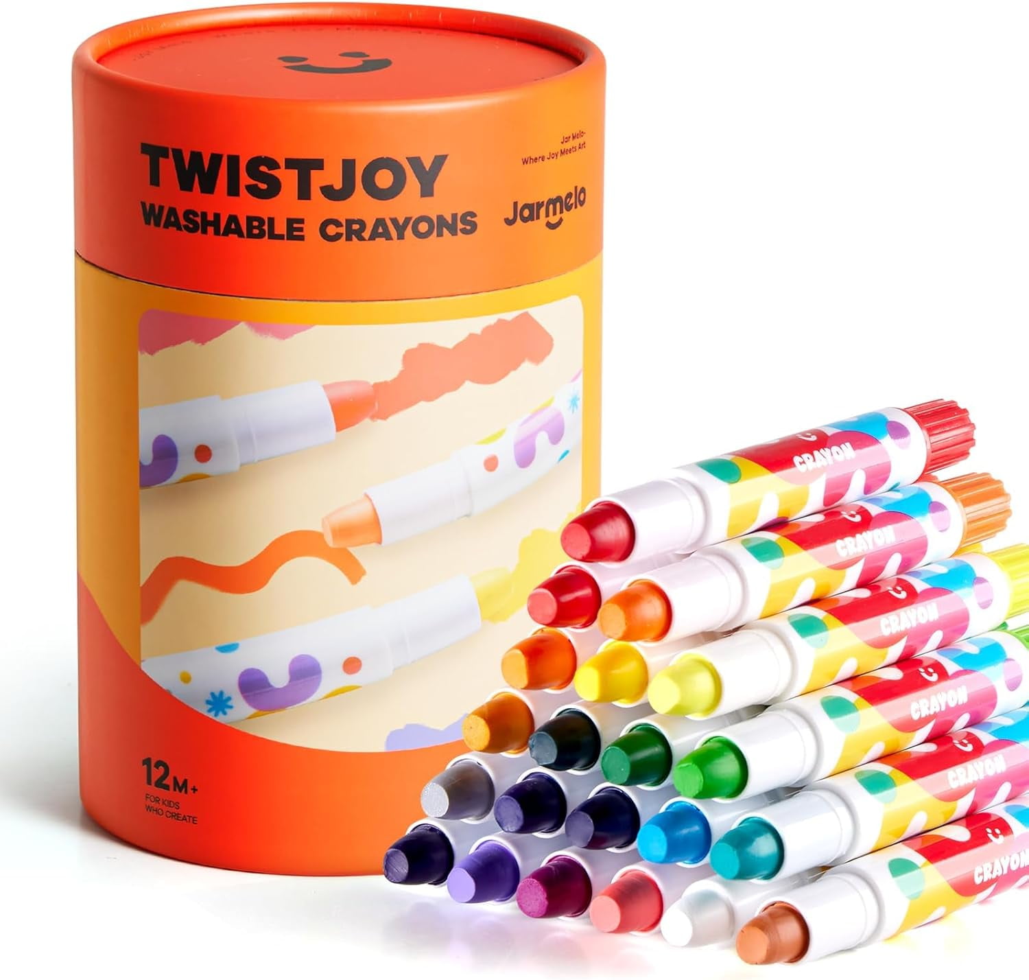Jar Melo 24 Colors Twistable Crayons for Toddlers, Non-Toxic