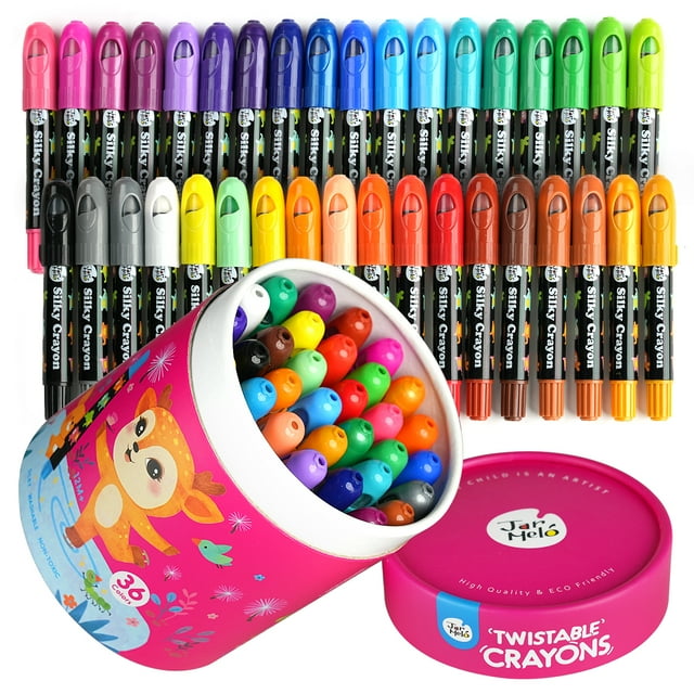 Jar Melo 36 Count Silky Smooth Jumbo Crayons for Toddlers, Twistable ...