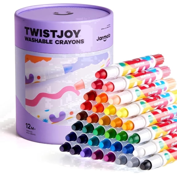 Jar Melo 36 Count Jumbo Crayons for Toddlers, Non Toxic Washable Crayons, Easy to Hold Silky Large Crayons, Safe for Babies and Kids Gifts